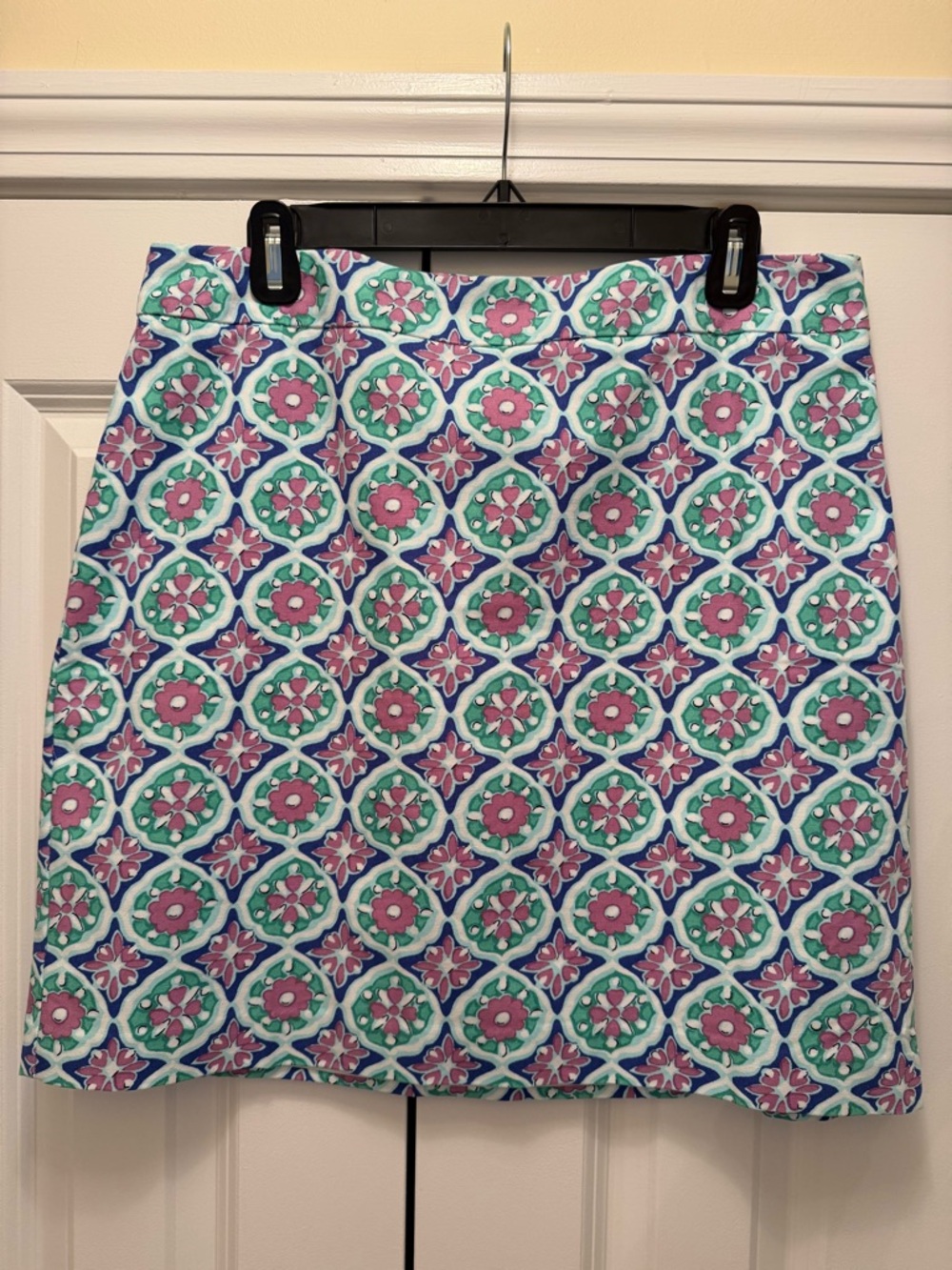 Talbots Lavender & Teal Geometric Floral Mini Skirt